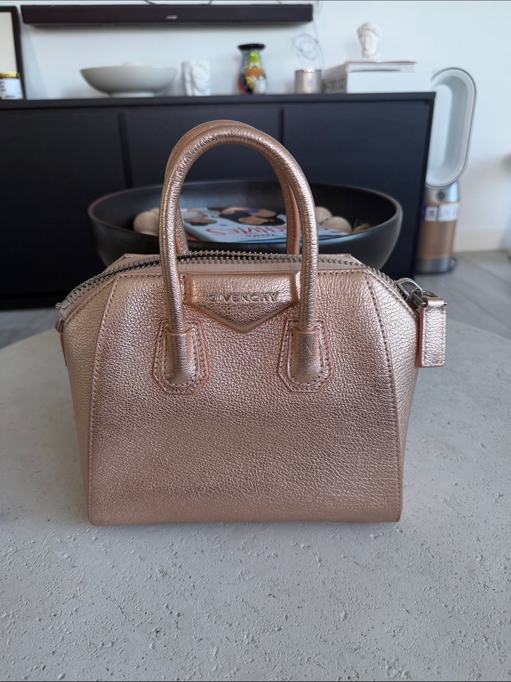 Givenchy Metallic Rose Mini Antigona Satchel
